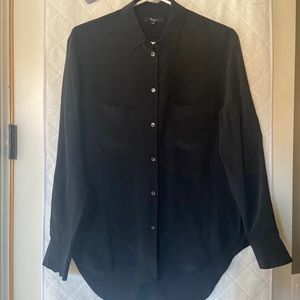 Black Long Sleeve Silk Madewell Button Down